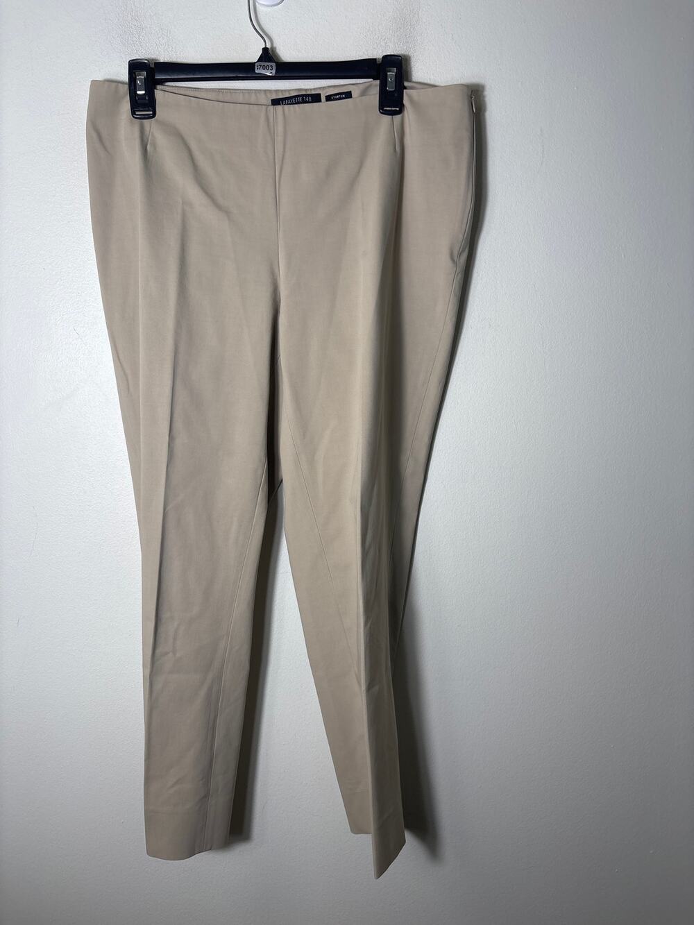 Lafayette 148 Khaki "Stanton" Side Zip Cropped Flat Front Pants Sz 10